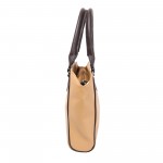 Beau Design Stylish  Beige Color Imported PU Leather Casual Handbag With Double Handle For Women's/Ladies/Girls